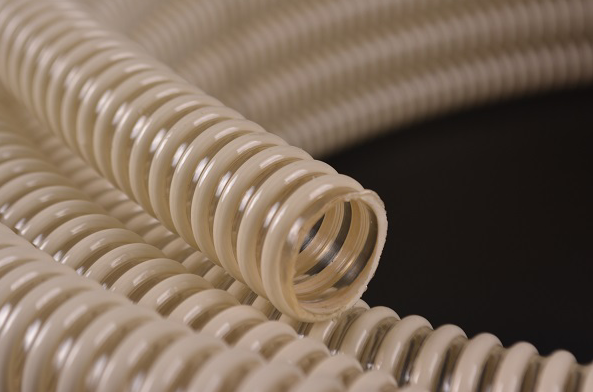 921F Ivory plastic rib reinforced transparent PU hose Medium wear-resistant, smooth inner wall